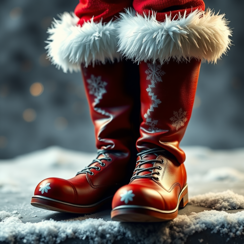 A Pair of Santa's Boots Standing Alone