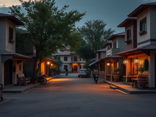 A Pakistani village square in the evening. A Pakistani village square in the evening.
