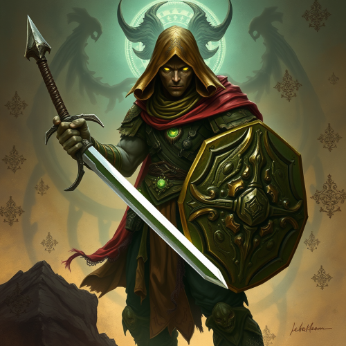 A Paladin with Glowing Eyes and Ghostly Alien Entity