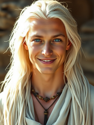 A Peaceful, Happy Young Man with Tribal Elements