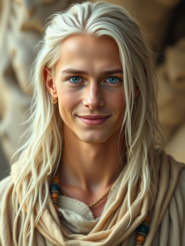 A Peaceful, Joyful Young Man in Tribal Attire