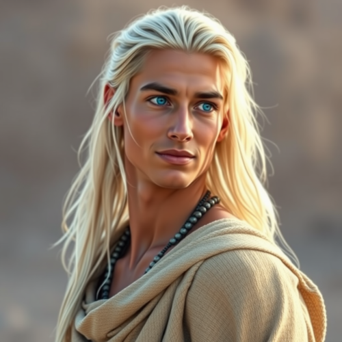 A Peaceful, Young Man with Platinum Blonde Hair