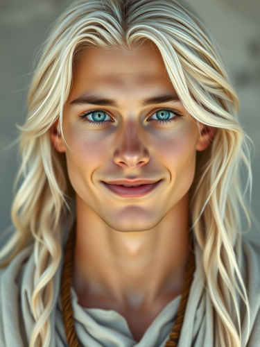 A Peaceful Youthful Blonde Man with Tribal Vibes