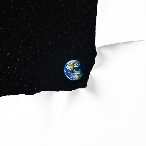 A Peek through Torn Paper to Distant Earth