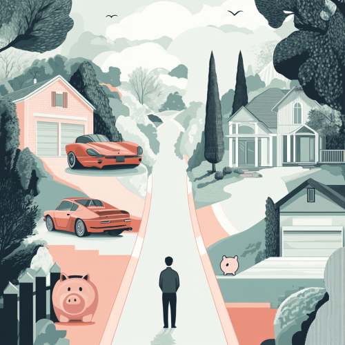 A Person Faces Two Paths: Luxury vs. Savings A Person Faces Two Paths: Luxury vs. Savings