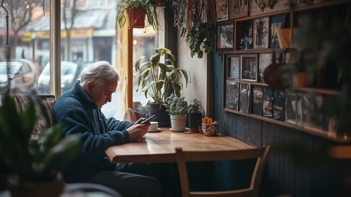 A Person in Cozy Café, 35mm Film Style
