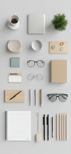 A Photorealistic Flat Lay With Minimalistic Objects