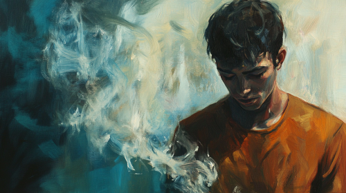 A Photorealistic Painting of a Brightly-Lit Salesman