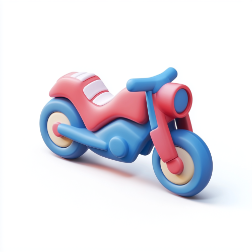 A Pixar-style motorcycle in cute clay style