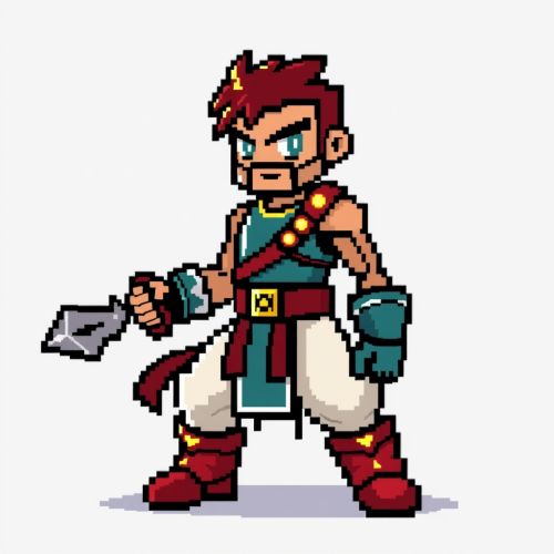 A Pixelated Fighter Hero Sprite