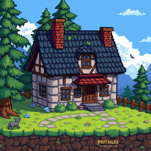 A Pixelated RPG House in a Game Pack
