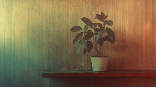 A Plant on Wooden Shelf in Athlete's Apartment
