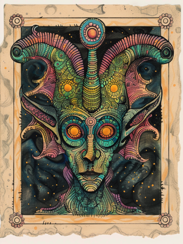 A Psychedelic Sci-Fi Entity Trading Card
