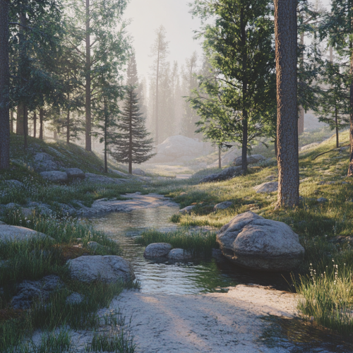 A Quiet Morning in the Tranquil Forest