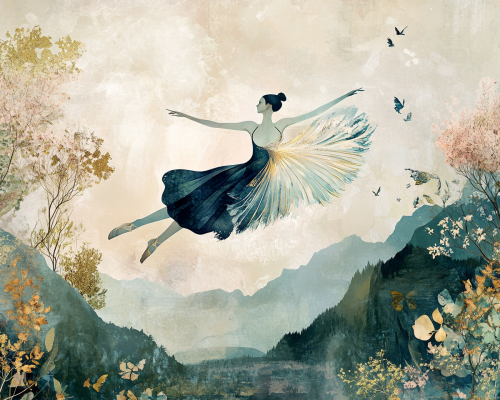 A Radiant Ballerina Dancing in Nordic Autumn Nature