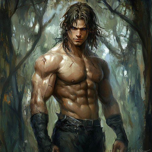 A Ready Wood Elf Swordsman in Forest