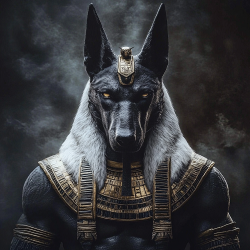A Realistic Anubis with Pharaoh Head Dress