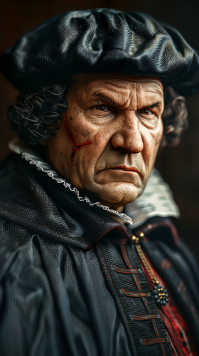 A Realistic Image of Martin Luther with Devilish Face