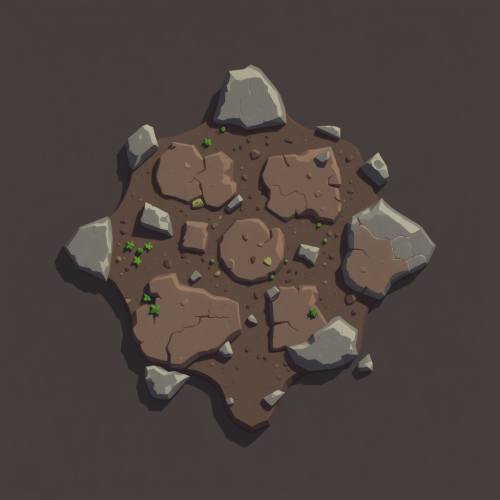 A Realistic Top View of Game Dirt Tile
