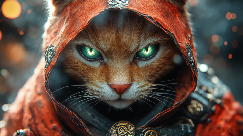 A Red Fur Tabaxi in Mystical Robes