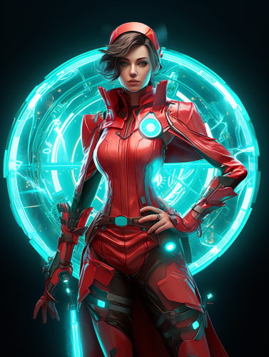 A Retro-Futuristic Female Superhero with Glowing Sword A Retro-Futuristic Female Superhero with Glowing Sword