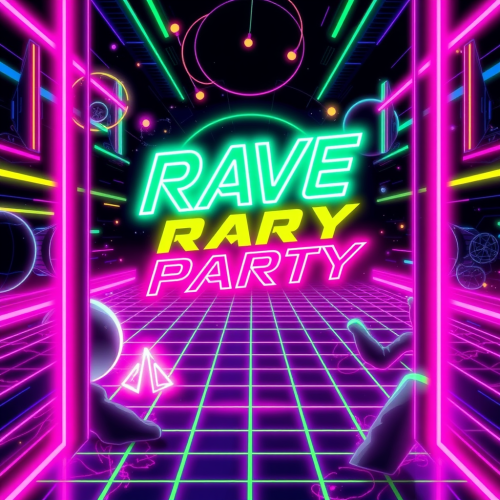A Retro-Futuristic Rave Party Poster in Green