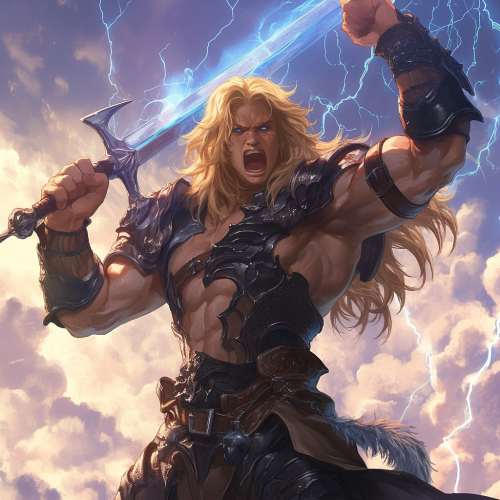 A Roaring Barbarian in A Lightning-Charged Sky
