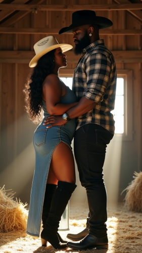 A Romantic Scene in a Rustic Barn