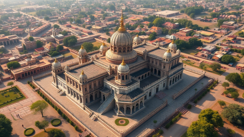 A Royal Indian City and Palace Aerial View