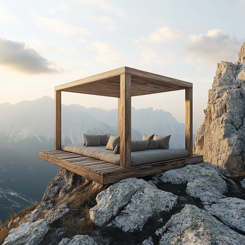 A Rustic Wooden Photo Corner on Mountain Peak