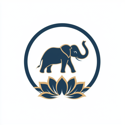 A Sacred Elephant and Lotus Flower Circle Art