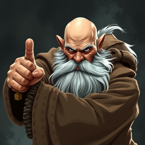 A Sad Dwarf Monk in Fighting Stance