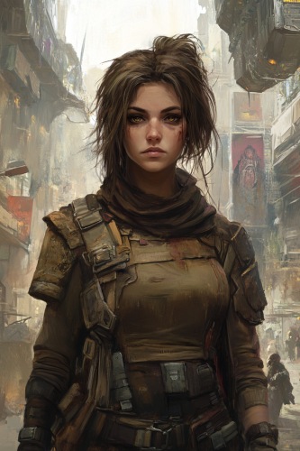 A Sad Woman in Dark City Street Jungle