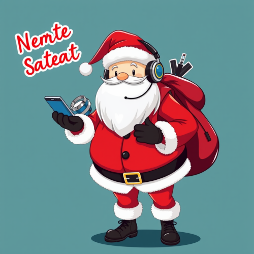 A Santa Claus with gadgets and headphones vector.