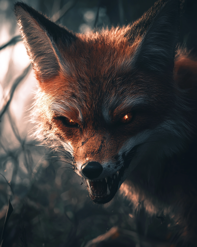 A Scary Fox in a Dramatic Forest