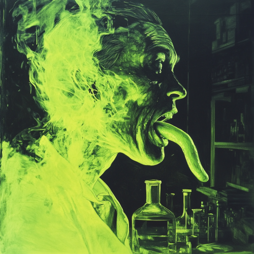 A Scientist Ghost with Students in Lab Poster