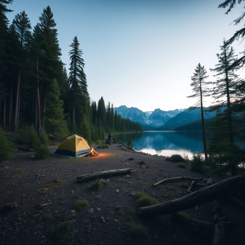 A Secluded Campsite by the Lake