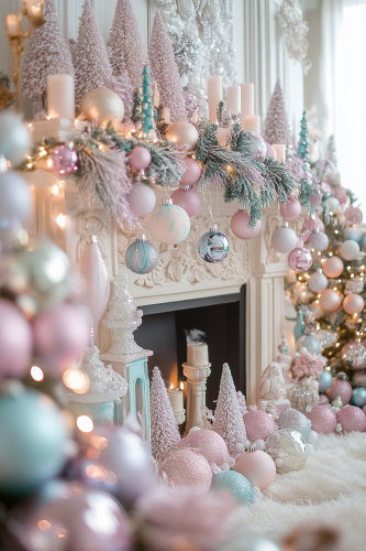 A Serene Pastel Christmas Fireplace Mantle A Serene Pastel Christmas Fireplace Mantle