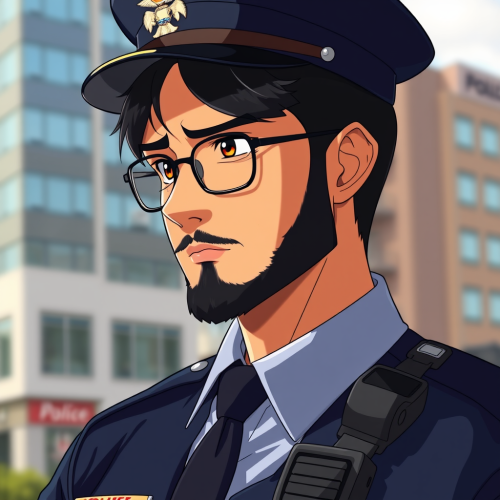 A Serious American Police Officer in Uniform Portrait