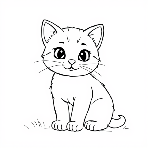 A Simple Cat Outline Coloring Page