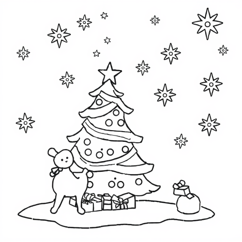A Simple Christmas Coloring Page in High Contrast