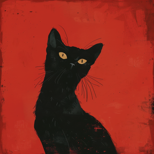 A Simple Drawing of a Black Cat