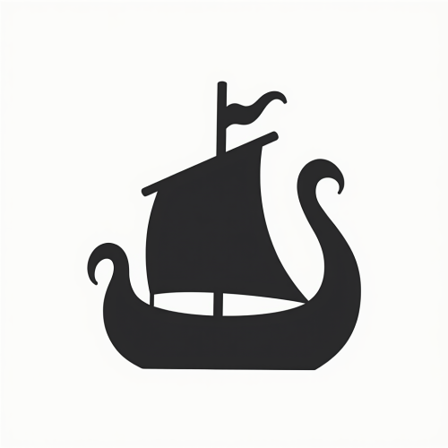 A Simple Viking Longship Logo in Black and White