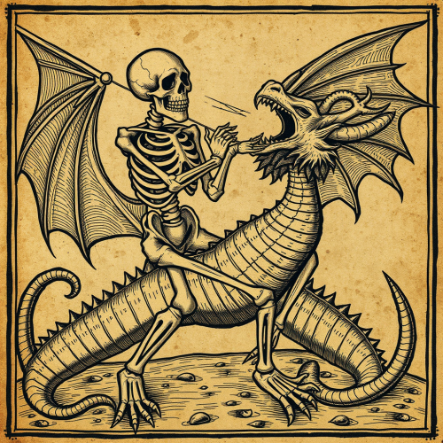 A Skeleton Battling a Dragon in Medieval Art
