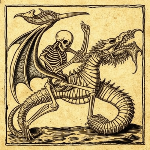 A Skeleton Slaying Dragon in Medieval Art