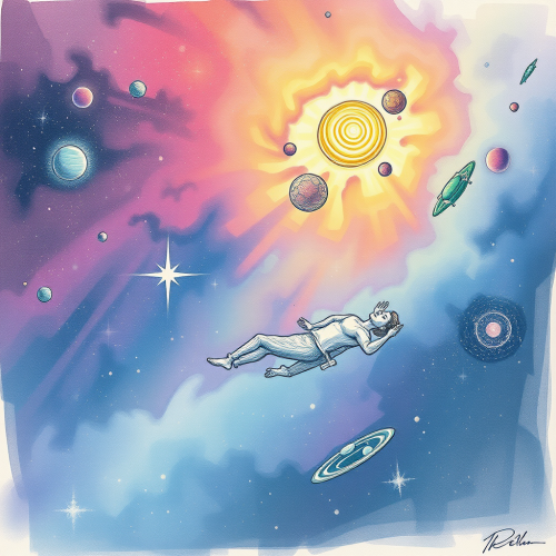 A Sketch Style Astral Projection in Space