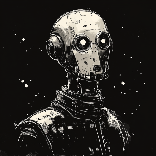 A Sketch of a Young Sci-Fi Android Portrait A Sketch of a Young Sci-Fi Android Portrait