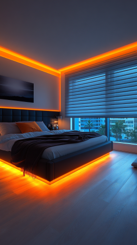 A Sleek Modern Bedroom with High-Tech Accessories