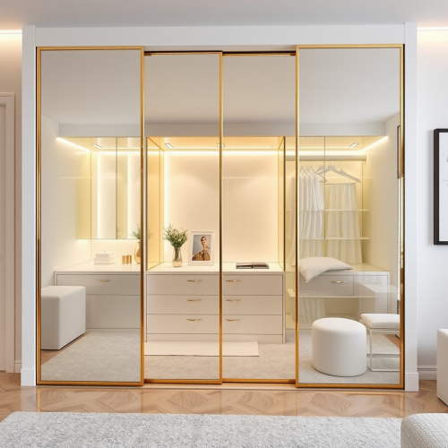 A Sleek and Luxurious Modern Wardrobe With Mirror