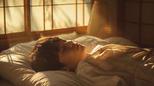A Sleeping Japanese Boy in Morning Light